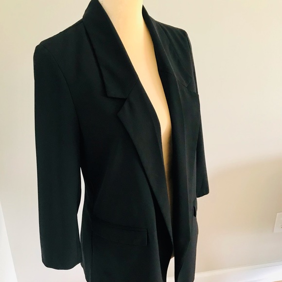 Gently Worn NY & Company Tuxedo Style Open Front Jacket/Blazer Black Size M - Picture 4 of 9